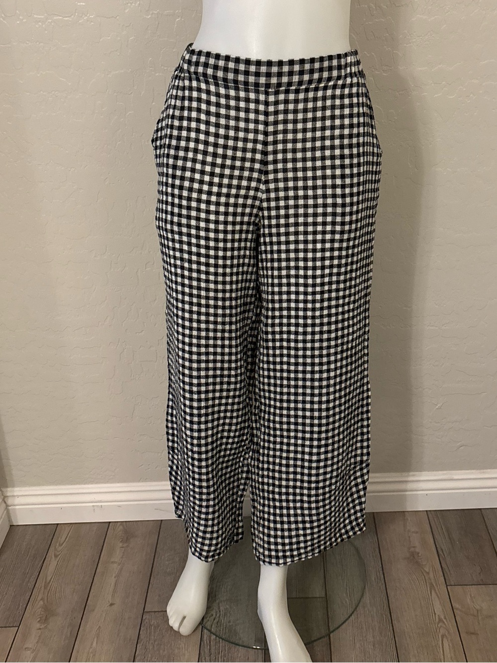 LUUKAA Rio Checkered Gauze Linen Pants Size US 12